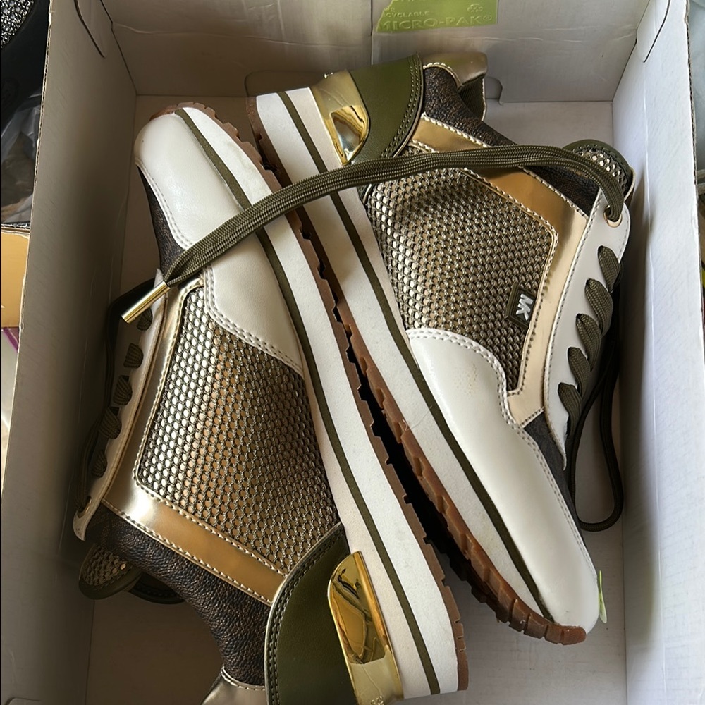 Michael Kors Olive and Gold Women's Sneakers